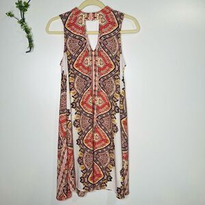 Xhilaration Boho Paisley High Neck Peekaboo Dress